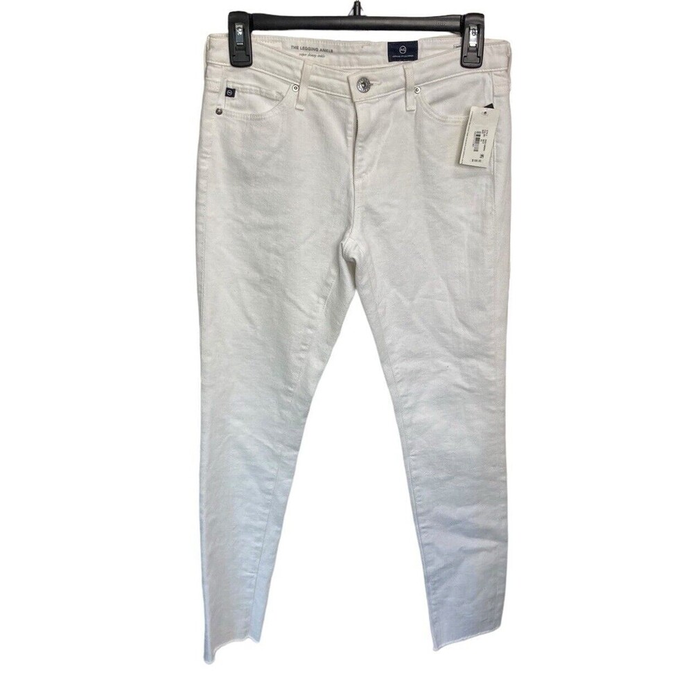 AG Adriano Goldschmied The Legging Ankle White Jean Raw Hem Size 25 NEW